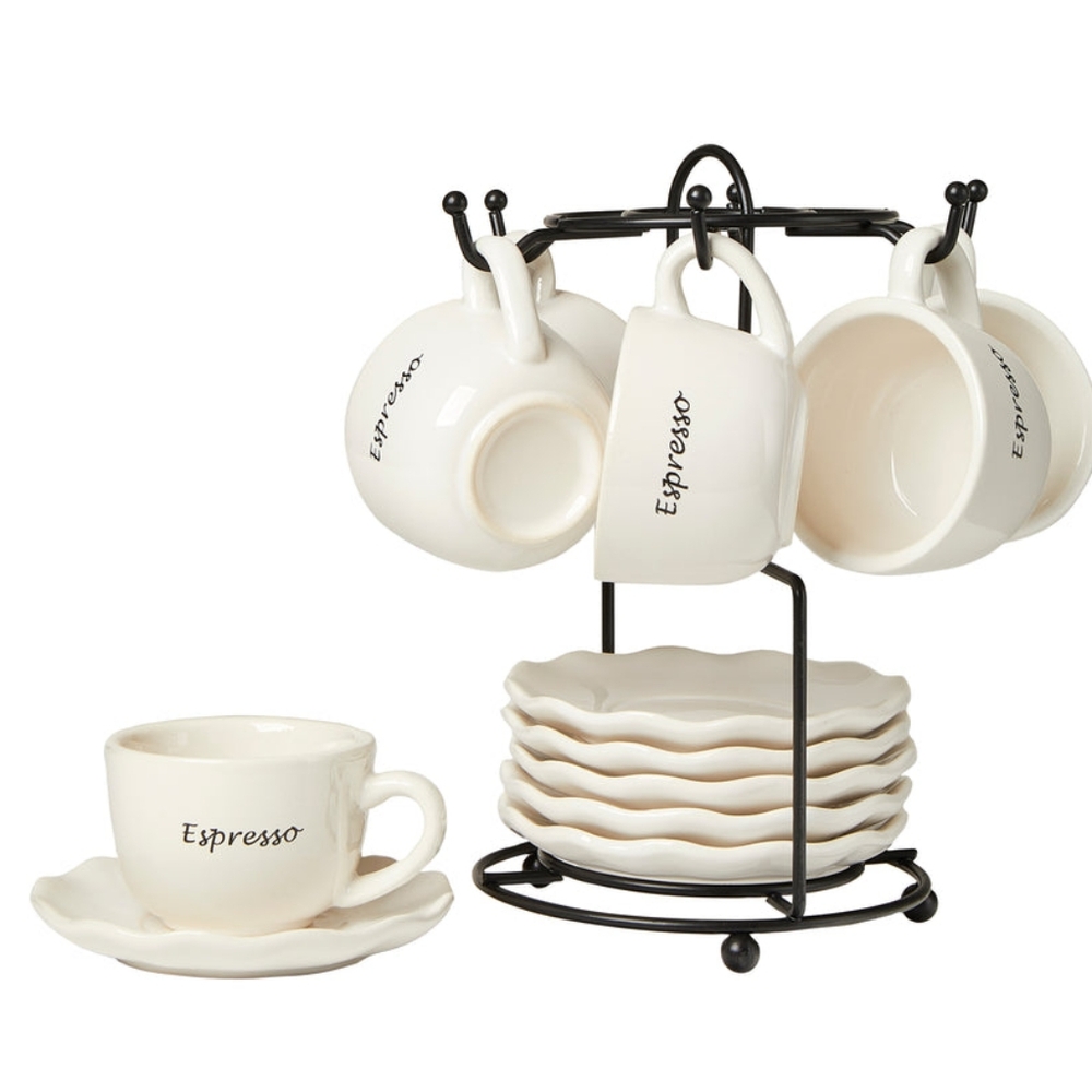 Ceramic 12pc Espresso Set With Stand